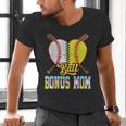 Bonus Mom Of Both Half Baseball Softball Ice Cream Drip Men's V-Neck T-Shirt Bonus Mom Of Both Half Baseball Softball Ice Cream Drip Men's V-Neck T-Shirt