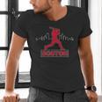 Boston Lovers Skyline Retro Baseball Heartbeat Men Women Men's V-Neck T-Shirt