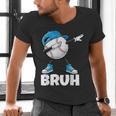 Boys Baseball Graphic Tee Teen Apparel Cute Meme Bruh Men's V-Neck T-Shirt