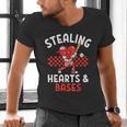 Boys Baseball Valentines Day Stealing Hearts Valentine Kids Men's V-Neck T-Shirt
