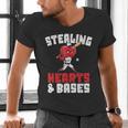 Boys Baseball Valentines Shirt Sterling Hearts Baseball Men's V-Neck T-Shirt