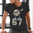Boys Kids 67 Six Seven Sunglasses Dabbing Baseball Lover Men's V-Neck T-Shirt