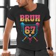 Bruh Baseball Ice Cream Drip Number 67 Player 67th Birthday Men's V-Neck T-Shirt