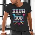 Bruh It's My 100 Days Of School Baseball Ice Cream Drip Boys Men's V-Neck T-Shirt Bruh It's My 100 Days Of School Baseball Ice Cream Drip Boys Men's V-Neck T-Shirt