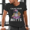 Calm Your Mitts Baseball Ice Cream Drip Crossed Bats Sport Men's V-Neck T-Shirt Calm Your Mitts Baseball Ice Cream Drip Crossed Bats Sport Men's V-Neck T-Shirt