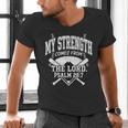 Christian Baseball My Strength Comes From The Lord Baseball Men's V-Neck T-Shirt Christian Baseball My Strength Comes From The Lord Baseball Men's V-Neck T-Shirt