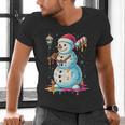 Christmas Baseball Snowman Drip For Boys Men Girls Women Men's V-Neck T-Shirt Christmas Baseball Snowman Drip For Boys Men Girls Women Men's V-Neck T-Shirt