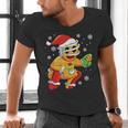 Christmas Gingerbread Man Baseball Player Catcher Men's V-Neck T-Shirt Christmas Gingerbread Man Baseball Player Catcher Men's V-Neck T-Shirt