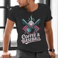 Coffee And Baseball Baseball Player Men's V-Neck T-Shirt Coffee And Baseball Baseball Player Men's V-Neck T-Shirt