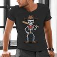 Cowboy Skeleton Baseball Halloween Graphic Men's V-Neck T-Shirt Cowboy Skeleton Baseball Halloween Graphic Men's V-Neck T-Shirt