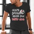 Crazy Proud Soccer Baseball Player Mom Ball Mother Men's V-Neck T-Shirt
