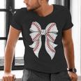 Cute Baseball Coquette Bow For Women Girls Baseball Mama Mom Men's V-Neck T-Shirt