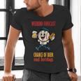 Cute Baseball Fan Weekend Forecast Change Of Beer And Hotdog Men's V-Neck T-Shirt