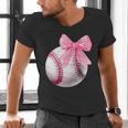 Cute Coquette Baseball Pink Bow Player & Fan Girls Men's V-Neck T-Shirt Cute Coquette Baseball Pink Bow Player & Fan Girls Men's V-Neck T-Shirt