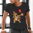 Dabbing Cool Cat Baseball 5th Birthday Men's V-Neck T-Shirt