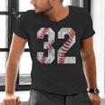 Distressed Baseball Number 32 Jersey Uniform Player Fan Men's V-Neck T-Shirt Distressed Baseball Number 32 Jersey Uniform Player Fan Men's V-Neck T-Shirt