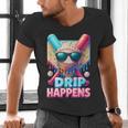 Drip Happens Baseball Ice Cream Bat And Ball With Sunglasses Men's V-Neck T-Shirt Drip Happens Baseball Ice Cream Bat And Ball With Sunglasses Men's V-Neck T-Shirt