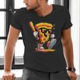 Drippy Pizza Baseball Slice Cartoon Sports Food Men's V-Neck T-Shirt