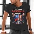 Eat Sleep Baseball Repeat Ice Cream Drip Crossed Bats Men's V-Neck T-Shirt Eat Sleep Baseball Repeat Ice Cream Drip Crossed Bats Men's V-Neck T-Shirt