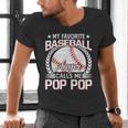 My Favorite Baseball Player Calls Me Pop Pop Men's V-Neck T-Shirt My Favorite Baseball Player Calls Me Pop Pop Men's V-Neck T-Shirt