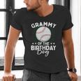 Grammy Of The Birthday Boy Baseball Player Birthday Men's V-Neck T-Shirt Grammy Of The Birthday Boy Baseball Player Birthday Men's V-Neck T-Shirt
