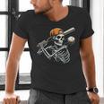Halloween Boys Batting Skeleton Baseball Men's V-Neck T-Shirt Halloween Boys Batting Skeleton Baseball Men's V-Neck T-Shirt