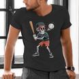 Halloween Skeleton Playing Baseball 67 Six Seven Meme Men's V-Neck T-Shirt Halloween Skeleton Playing Baseball 67 Six Seven Meme Men's V-Neck T-Shirt