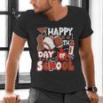 Happy 100 Days Of School Baseball Football PE Teacher Men's V-Neck T-Shirt Happy 100 Days Of School Baseball Football PE Teacher Men's V-Neck T-Shirt