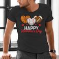 Happy Valentine’s Day Basketball Football Baseball Hearts Men's V-Neck T-Shirt Happy Valentine’s Day Basketball Football Baseball Hearts Men's V-Neck T-Shirt