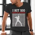 I Hit 100 Days Of School Baseball 100 Day Of School Men's V-Neck T-Shirt I Hit 100 Days Of School Baseball 100 Day Of School Men's V-Neck T-Shirt