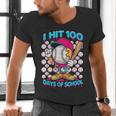 I Hit 100 Days Of School Baseball Ice Cream Drip Men's V-Neck T-Shirt I Hit 100 Days Of School Baseball Ice Cream Drip Men's V-Neck T-Shirt