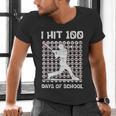 I Hit 100 Days Of School Baseball Player 100th Day Boys Kids Men's V-Neck T-Shirt I Hit 100 Days Of School Baseball Player 100th Day Boys Kids Men's V-Neck T-Shirt