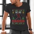 Ho Ho Homerun Xmas Sports Player Baseball Ugly Christmas Men's V-Neck T-Shirt