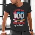 HUGvyn I Just Hit 100 Days Of School Baseball Ice Cream Boys Men's V-Neck T-Shirt HUGvyn I Just Hit 100 Days Of School Baseball Ice Cream Boys Men's V-Neck T-Shirt
