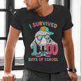 HUGvyn I Survived 100 Days Of School Baseball 6 7 Ice Cream Men's V-Neck T-Shirt