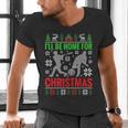 I'Ll Be Home For Christmas Baseball Xmas Men's V-Neck T-Shirt I'Ll Be Home For Christmas Baseball Xmas Men's V-Neck T-Shirt