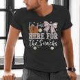 I'm Just Here For The Snacks Baseball Coquette Game Day Girl Men's V-Neck T-Shirt