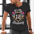 It's My 12th Birthday Baseball Fan Celebration Men's V-Neck T-Shirt