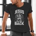 Jesus Has My Back Baseball Faith Motivation Tee Christian Men's V-Neck T-Shirt Jesus Has My Back Baseball Faith Motivation Tee Christian Men's V-Neck T-Shirt