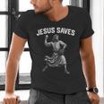 Jesus Saves Shirt Religious Christian Faith Baseball Men's V-Neck T-Shirt Jesus Saves Shirt Religious Christian Faith Baseball Men's V-Neck T-Shirt