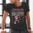Jingle Ballers Plaid Santa Dabbing Baseball Christmas Men's V-Neck T-Shirt Jingle Ballers Plaid Santa Dabbing Baseball Christmas Men's V-Neck T-Shirt