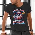Just A Boy Who Loves Baseball Patriotic Drip For Youth Boys Men's V-Neck T-Shirt