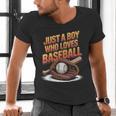Just A Boy Who Loves Baseball Player Kids Men's V-Neck T-Shirt