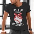 Just A Girl Who Loves Baseball Cute Retro Baseball Lover Men's V-Neck T-Shirt