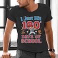 I Just Hit 100 Days Of School Baseball 100th Day Boys Kids Men's V-Neck T-Shirt
