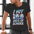 Kids 100 Days Of School 100th Day Baseball Ice Cream Drip Men's V-Neck T-Shirt