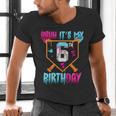 Kids Baseball Drip Bruh It's My 6th Birthday Boy Ice Cream Drip Men's V-Neck T-Shirt Kids Baseball Drip Bruh It's My 6th Birthday Boy Ice Cream Drip Men's V-Neck T-Shirt