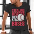 Kids Stealing Hearts Like I Steal Bases Cute Baseball Boys Men's V-Neck T-Shirt Kids Stealing Hearts Like I Steal Bases Cute Baseball Boys Men's V-Neck T-Shirt
