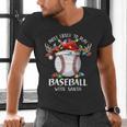 Most Likely To Play Baseball With Santa Christmas Xmas Men's V-Neck T-Shirt Most Likely To Play Baseball With Santa Christmas Xmas Men's V-Neck T-Shirt