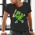 Lucky Shamrock Playing Baseball St Patrick's Kids Boys Men's V-Neck T-Shirt Lucky Shamrock Playing Baseball St Patrick's Kids Boys Men's V-Neck T-Shirt